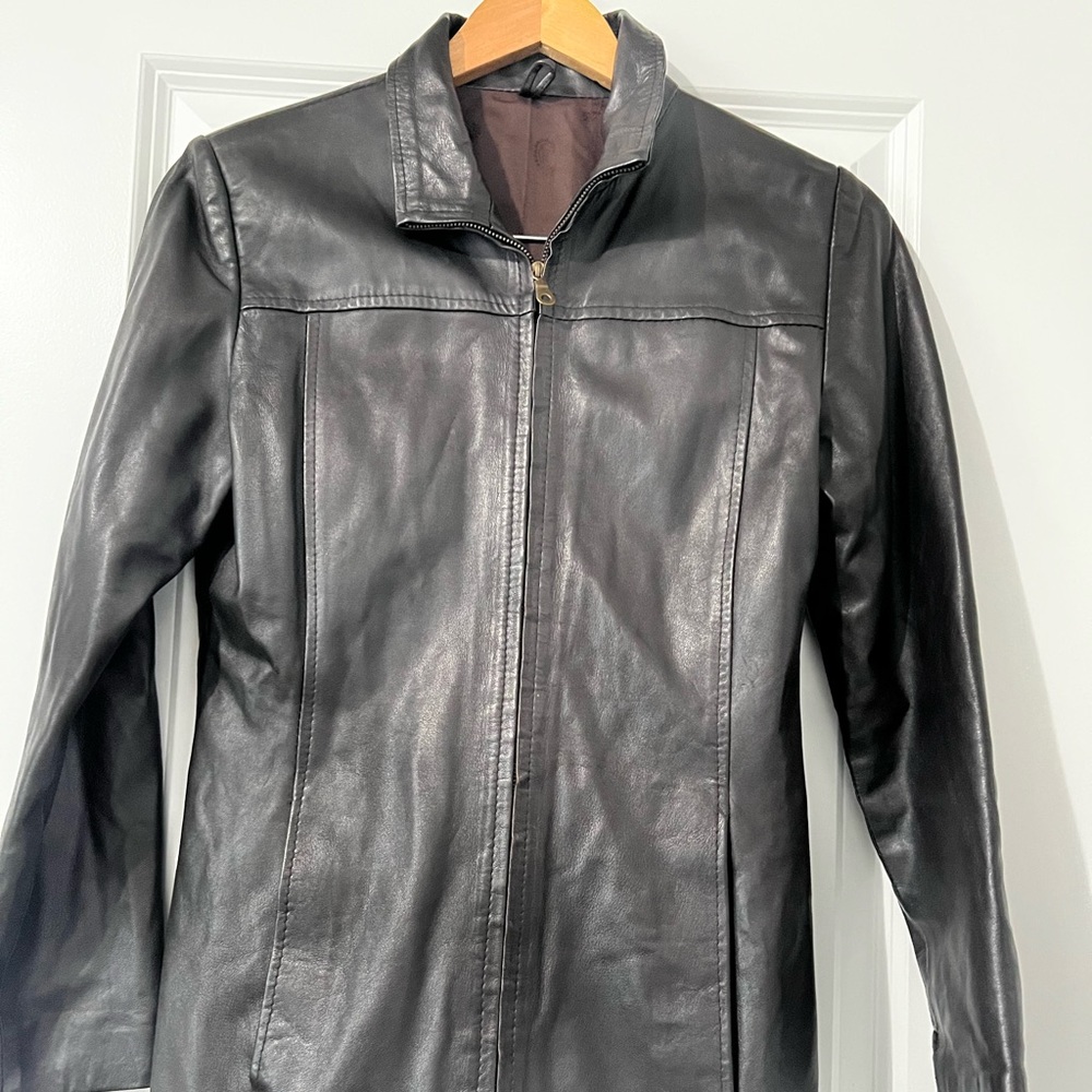 Custom made leather coat.